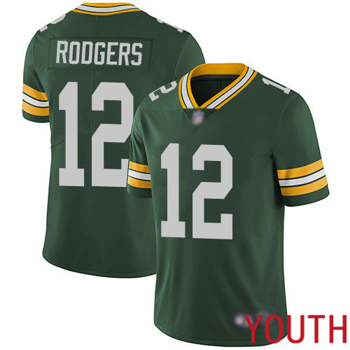 Green Bay Packers Limited Green Youth #12 Rodgers Aaron Home Jersey Nike NFL Vapor Untouchable->youth nfl jersey->Youth Jersey